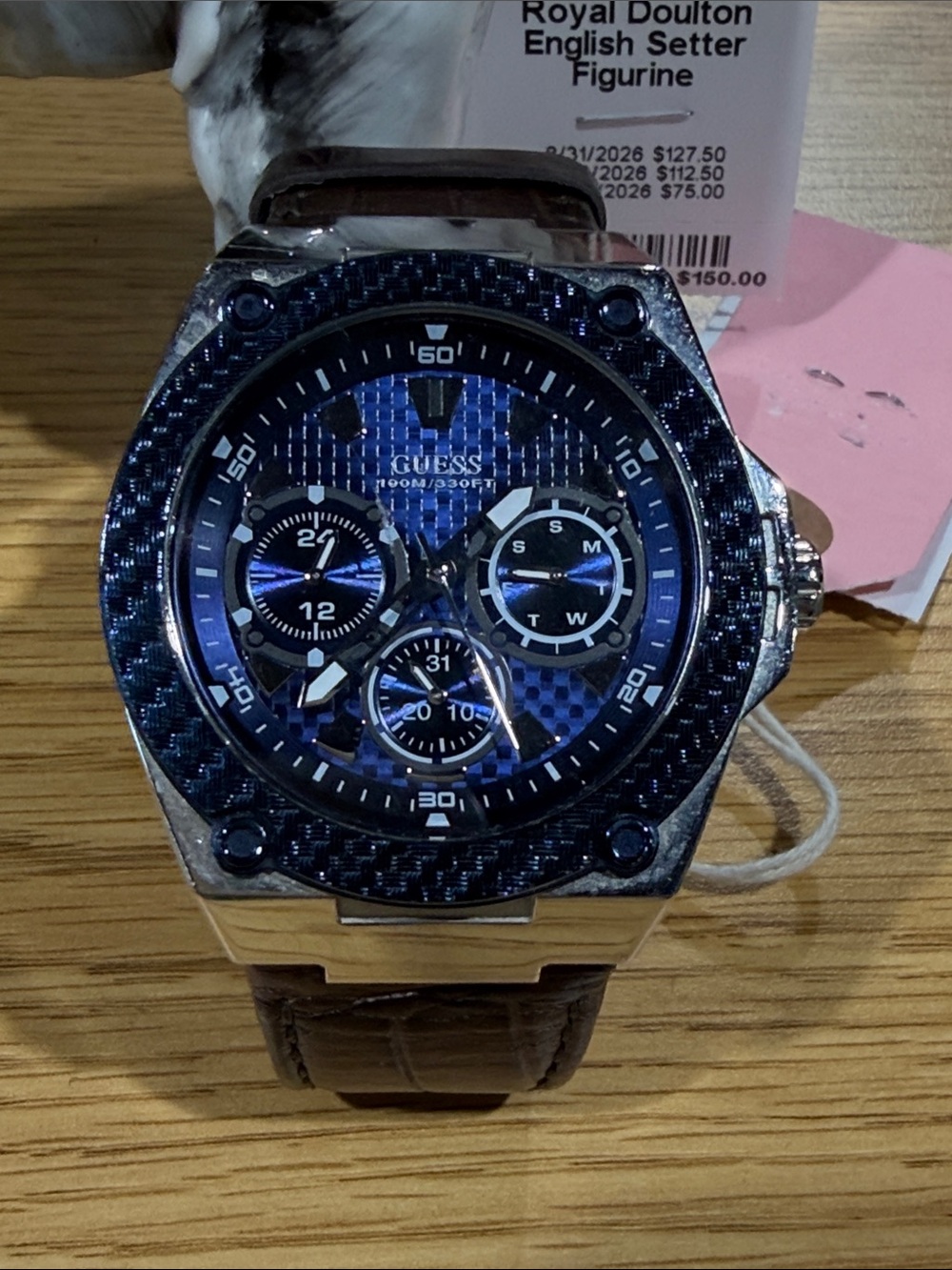 men’s guess legacy blue watch 45 mm stainless steel